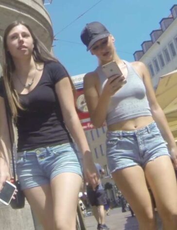 Two Hot Girls In Shorts Teasing