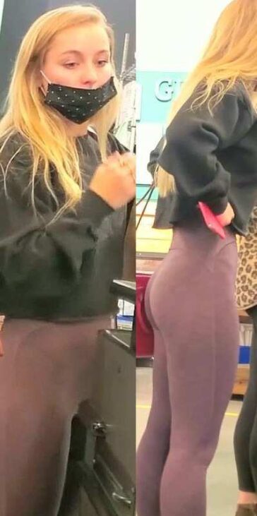 Young Blonde Teen Creepshot Leggings