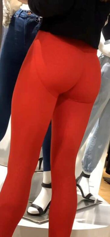 Red Leggings Girl Looking For Attention