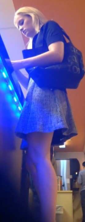 Candid Upskirt Blonde Teen