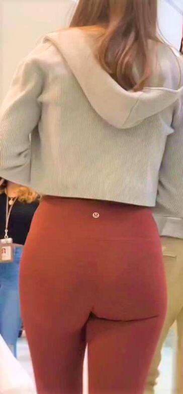 Red Leggings Teen Candid Ass