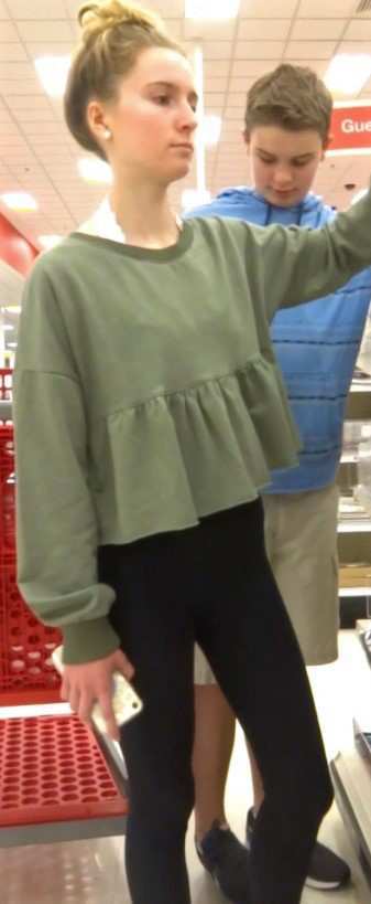 Sexy Skinny Teen In Black Leggings