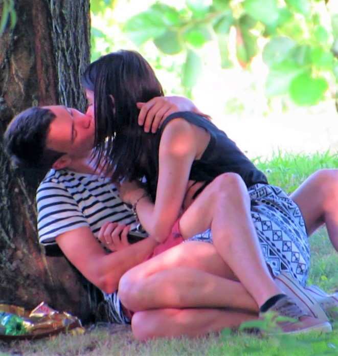 Teenage Lovers In Public Park
