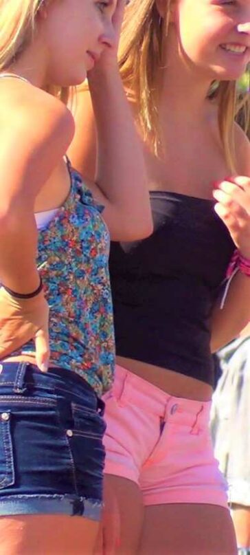 Blonde Teen In Pink Shorts
