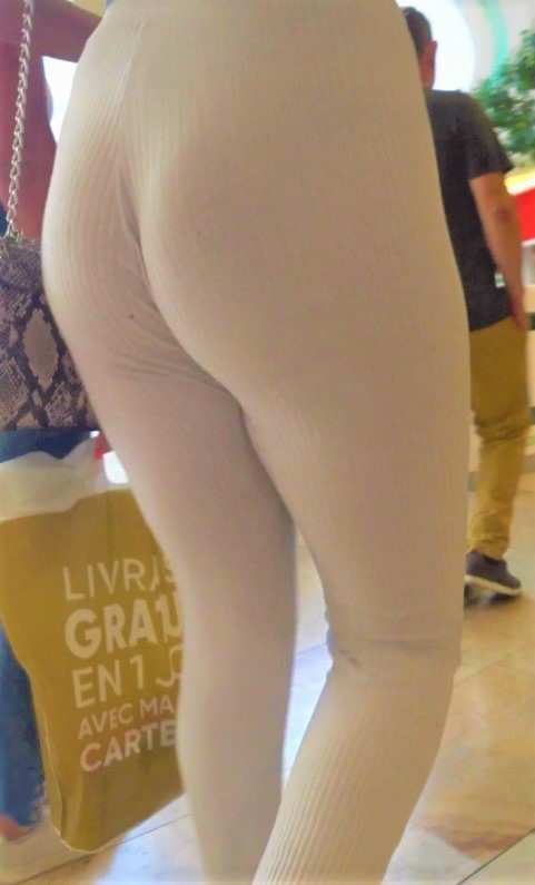 Candid PAWG Teen White Leggings
