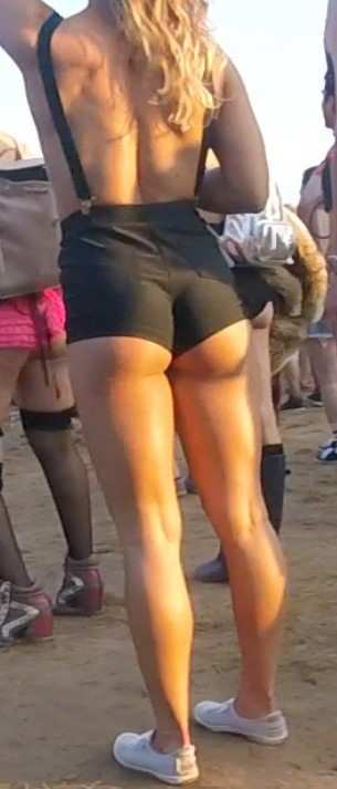 Two Candid Asses At Music Festival