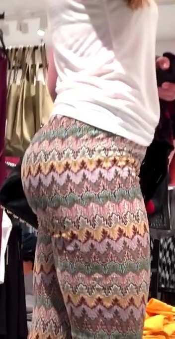 Two Hot Girls In Leggings Shopping