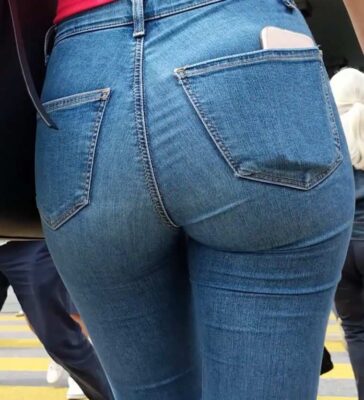 Candid Teen In Jeans With Mom