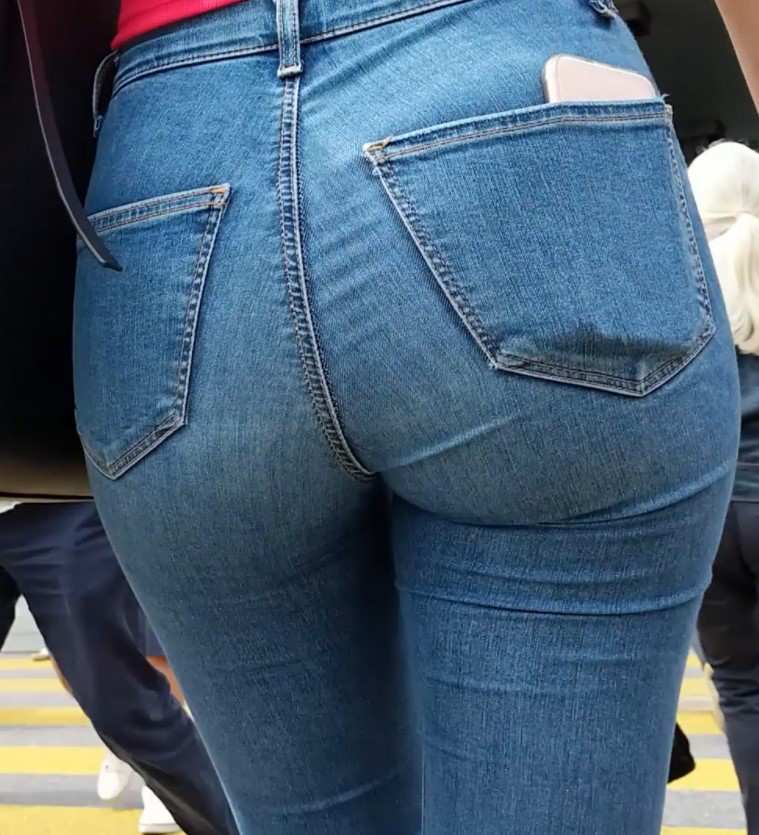 Candid Teen In Jeans With Mom