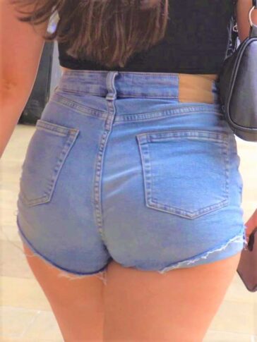 Peach Ass Girl In Tight Shorts