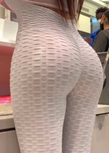 White Leggings Slut Showing Off Ass