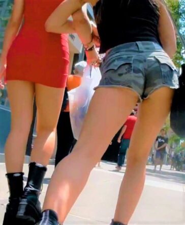 Two Hot Girls In Shorts and Tight Dress