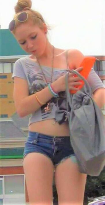 Two Teens In Ridiculous Short Shorts