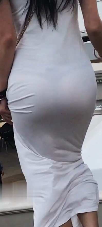 The best see thru white ass in white dress