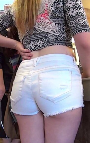 Young Teen In White Shorts Cute Ass