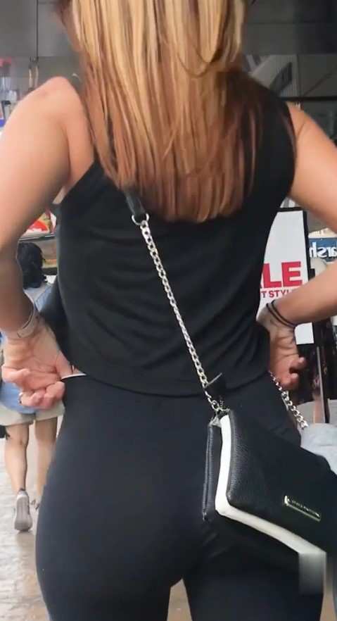 Black Leggings Blonde Gorgeous Ass