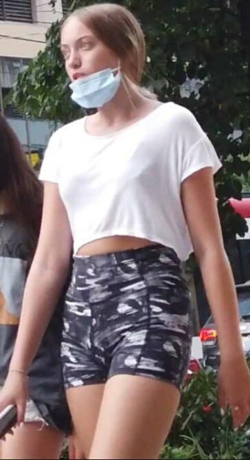 Hot Daughter In Spandex Shorts With Mom