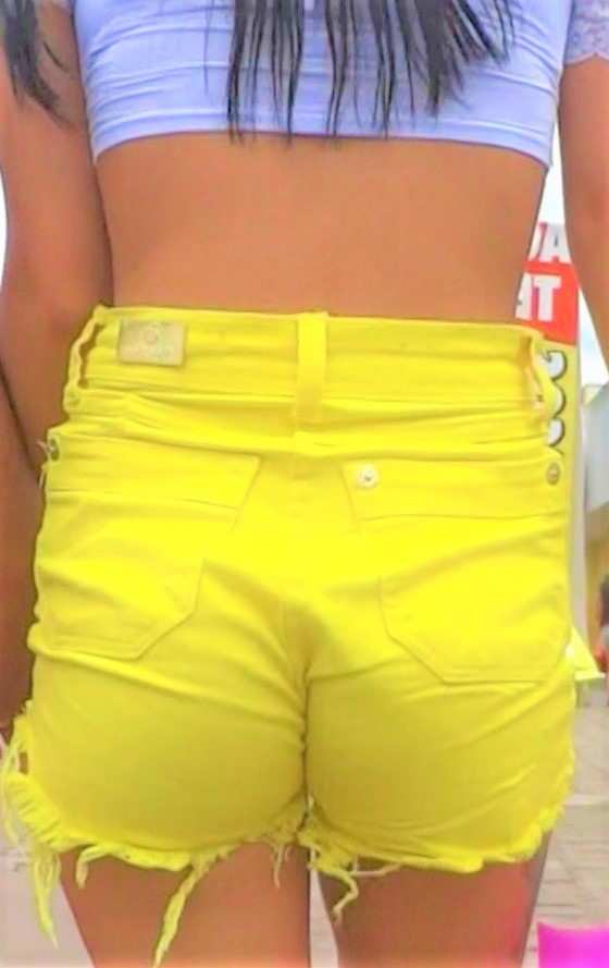 Skinny Latina Teen In Yellow Shorts
