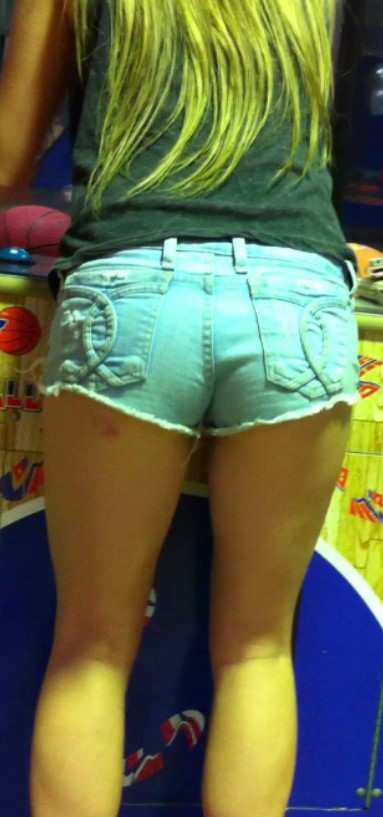 Blonde Teen In Shorts Nice Legs