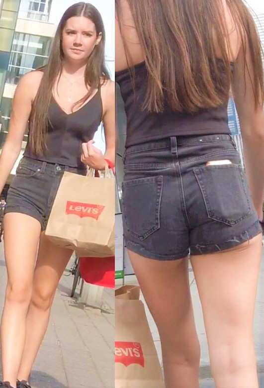 Brunette Teen Black Shorts