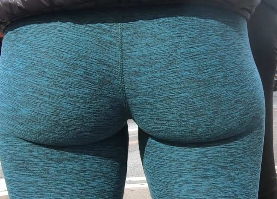 Green Leggings Girl With Bubble Ass