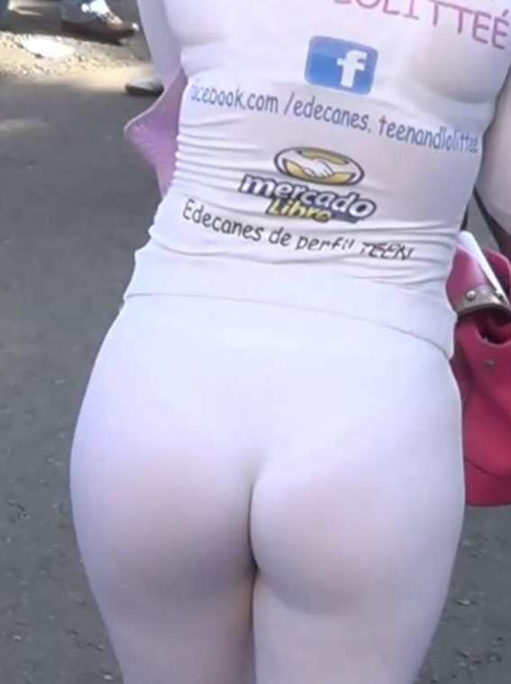 Sexy Promo Girl In White See Thru Leggings Part2