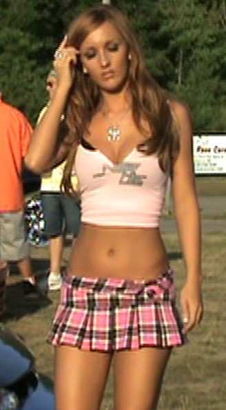 Slim Body Promo Girl In Bikini and Skirt