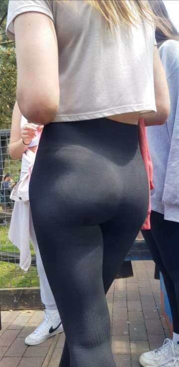 Hot Blonde Teen In Grey Tights