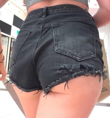 Chasing a Hot Blonde Teen In Black Shorts