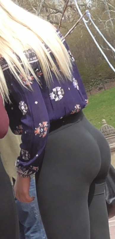 Hot Blonde Girl In Tight Leggings Showing Off Ass