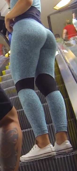 Chasing a Fit Girl In Blue Leggings