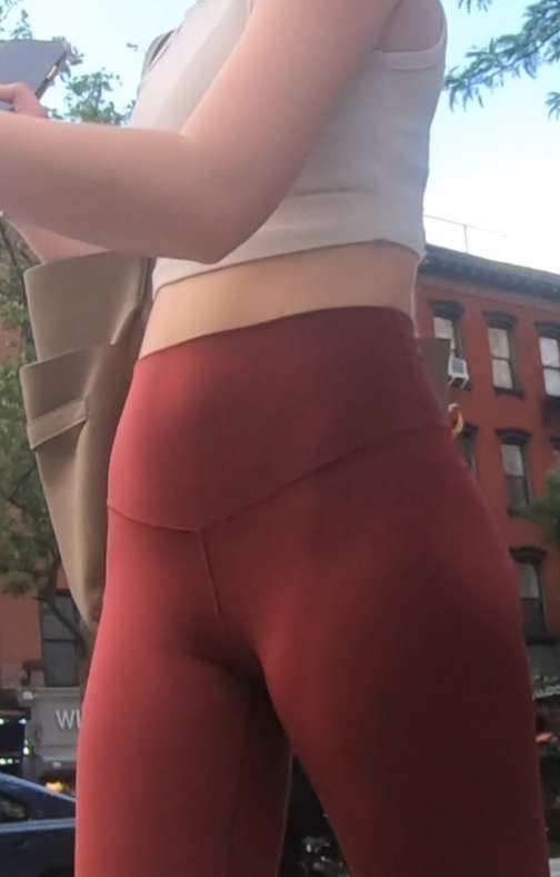Fit Girl In Red Yoga Pants