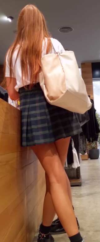 Short Skirt Redhead Schoolgirl With Friend