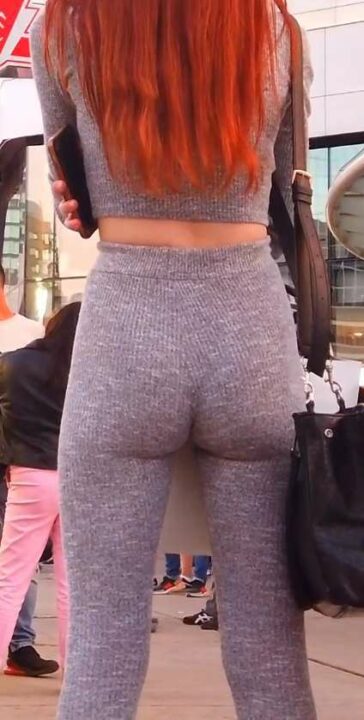 Fit Redhead Girl In Grey Leggings