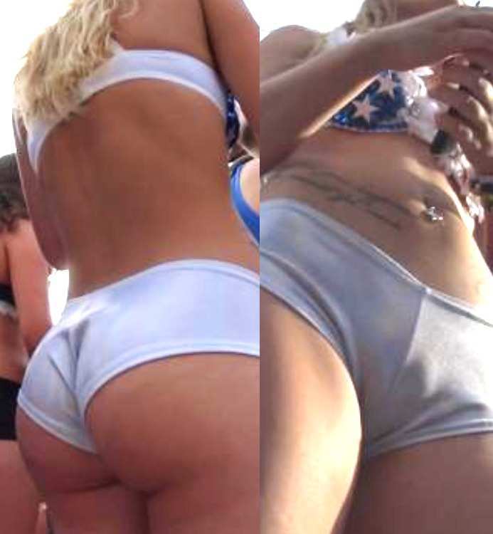 Rave Girl In Shorts Cameltoe