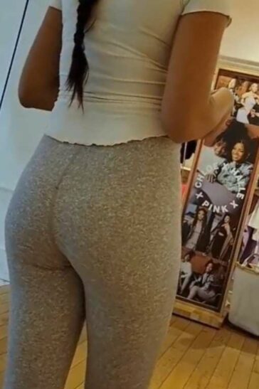 Sexy Ass Sales Woman In Grey Leggings