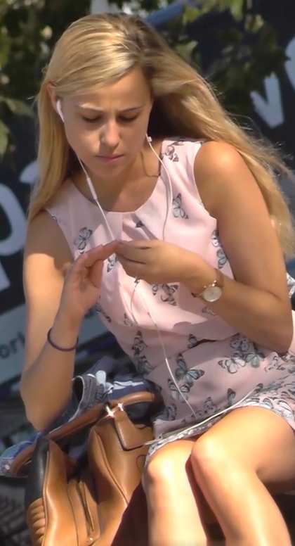 Busted By Beautiful Blonde In Summer Dress