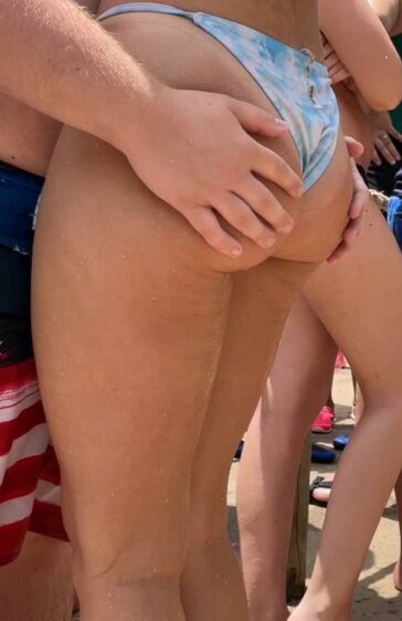 Fat Guy Grabbing GFs Ass