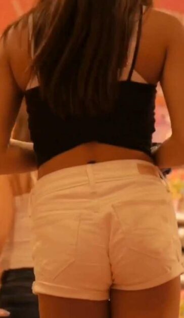 Skinny Asian Teen In White Shorts