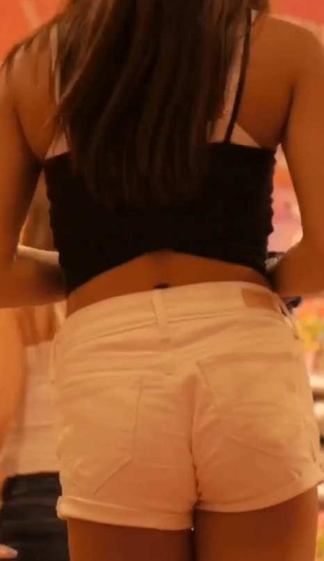 Skinny Asian Teen In White Shorts