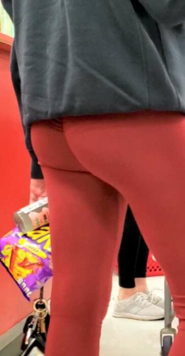 Young Teen In Red Leggings On The Line