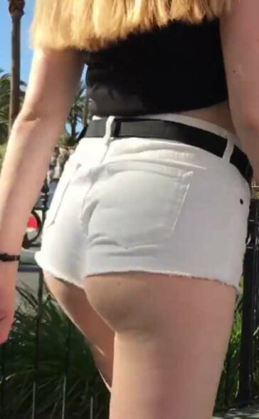 Young Blonde In White Shorts Tight Ass