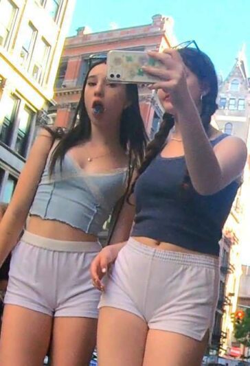 2 Teens In White Shorts