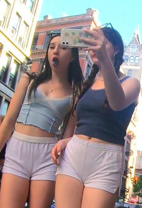 2 Teens In White Shorts