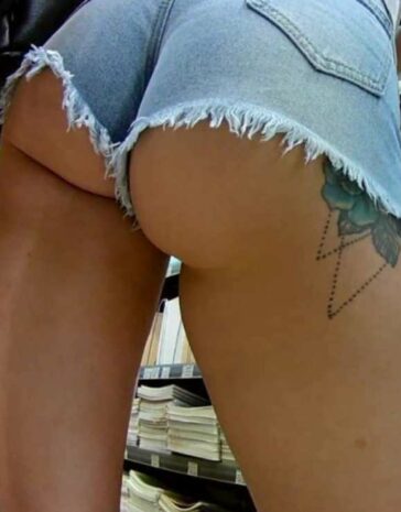 Chasing Tattooed Girl In Shorts