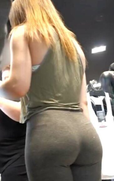 Teen Blonde In Grey Leggings Sexy Ass