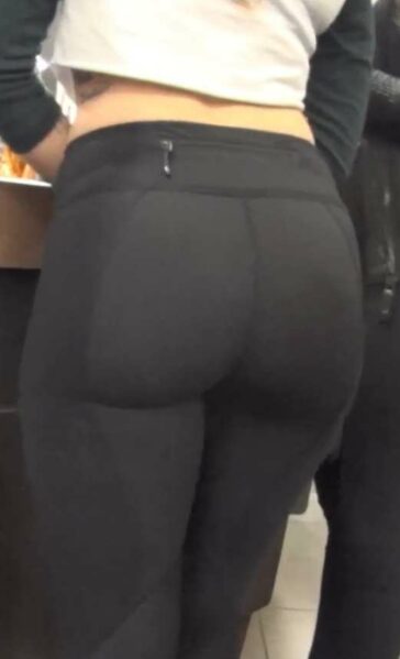Tight Ass Babe In Black Leggings