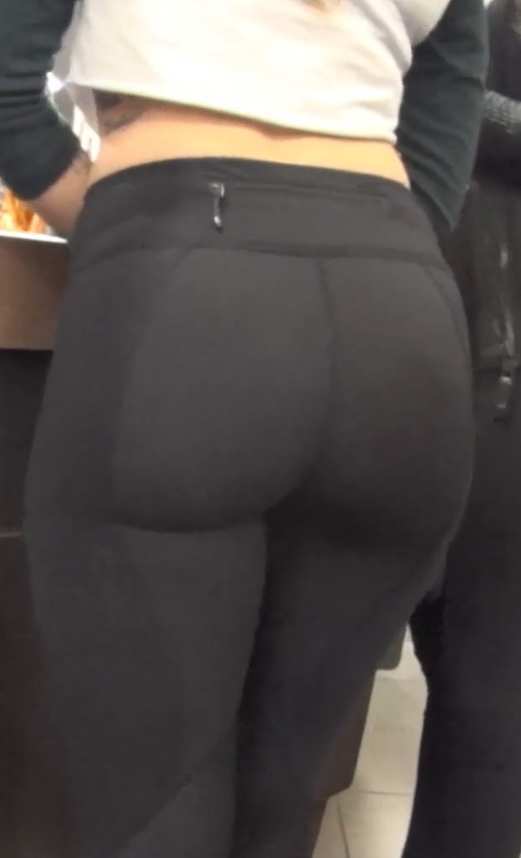 Tight Ass Babe In Black Leggings