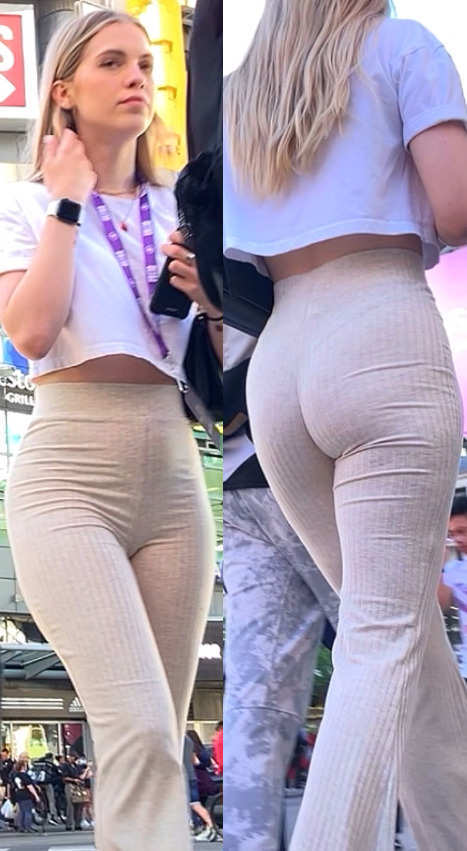 Perfect Figure Blonde In Tight Pants