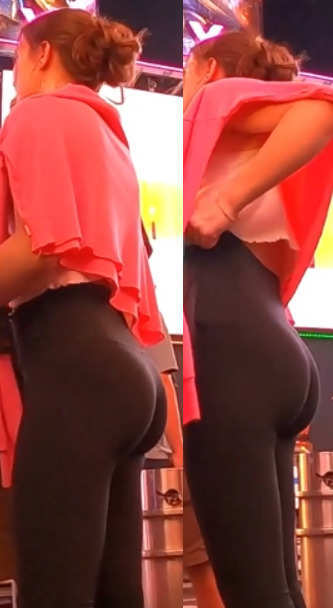 Sexy Ass Young Daugther In Black Leggings